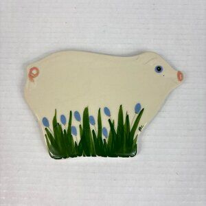 Vintage Hartstone Hand Painted Pig Ceramic Trivet Wall Decor Farmhouse